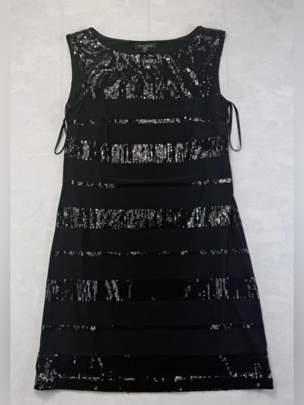White House Black Market Black Sleeveless Sequined Bodycon Mini Dress.  Sz XS